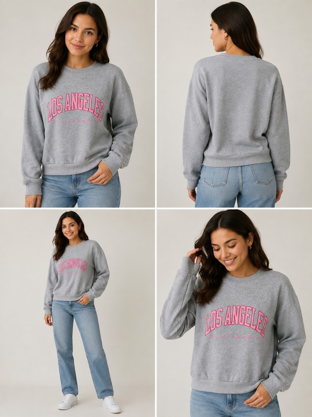 SHEIN Gray Sweatshirt with Pink "Los Angeles" Graphic